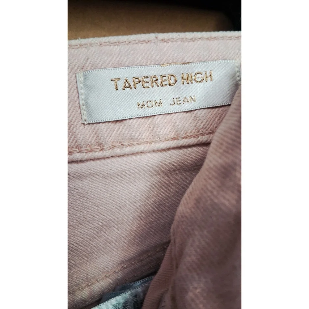 Guess Pink Mom Jeans Womens Size 28 High Waisted Tapered Metallic Rainbow 26x26